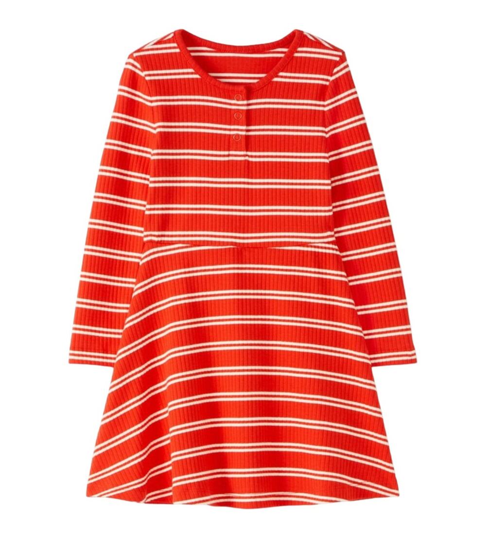 Hanna Andersson NWT Red / White Stripes Long Sleeve Fit and Flare Dress.